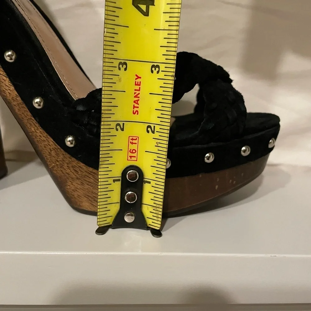 Schutz Khari Black Suede Chunky Platform Heels Size 9